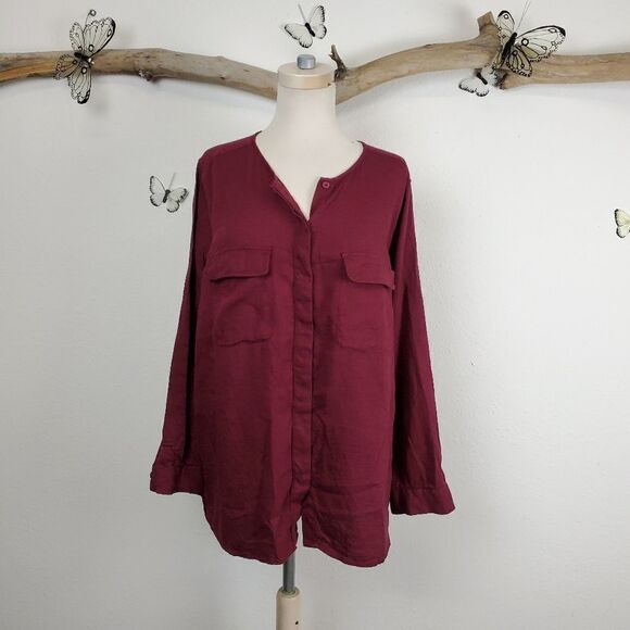 Ava & viv long sleeve boysenberry red tunic top - Picture 1 of 8
